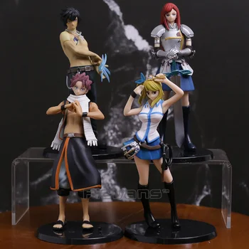 

Anime Fairy Tail Lucy Heartfilia Erza Scarlett Grey Fullbuster Natsu Dragnir PVC Figures Collectible Model Toys 4pcs/set
