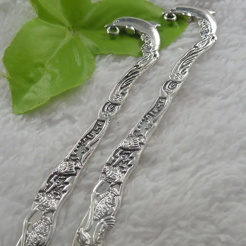 

24 pieces antique silver dolphin bookmarks 123x25mm #4376