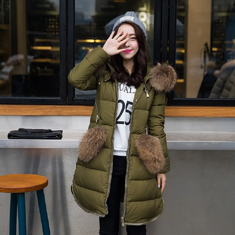 

new winter women's down jacket Raccoon fur collar maternity down jacket pregnancy parkas winter women's jacket 90% duck down