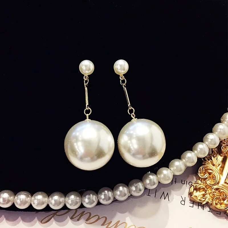 

2018 New Fashion Pearl Earrings Pendants Contracted Temperament Size Long Earrings Eardrop Personality