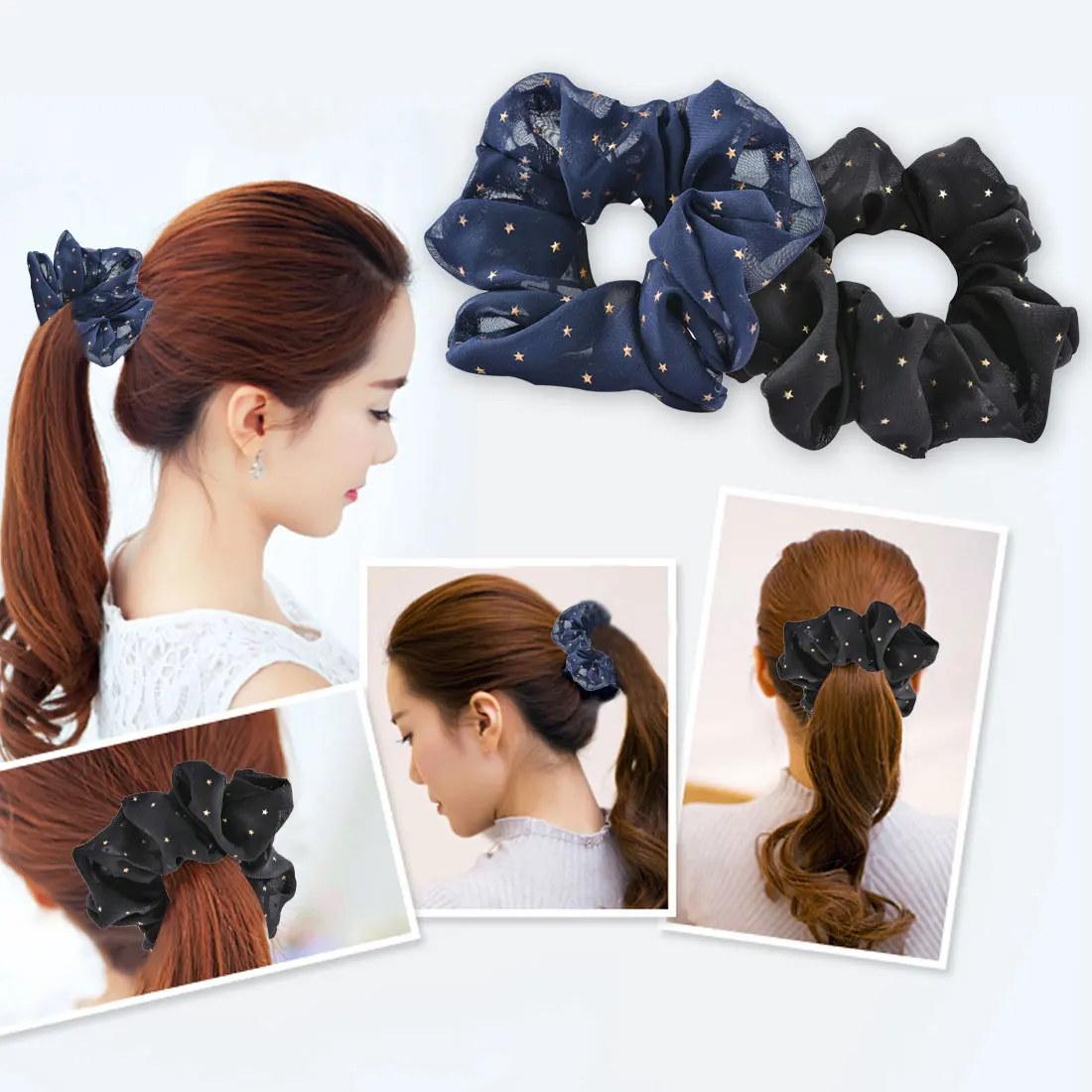 

Star Printed women's Hair Scrunchies No Crease Hair Tie Hair Accessories Ponytail Holder Hair Rope