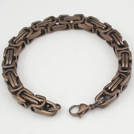 Модные Винтажные мужские коричневые из нержавеющей стали с цепочкой браслеты и браслеты византийские Ювелирные изделия человек 5,5 мм/8,5 мм аксессуар