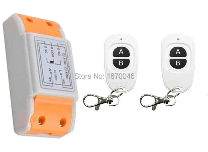 

AC220V 1CH RF Wireless Mini Switch Relay Receiver Remote Controllers & 2* White AB keys Waterproof Transmitter Toggle Momentary