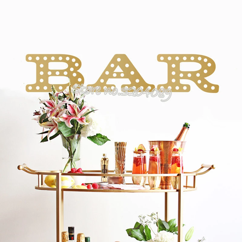 Bar Marquee Sign Wall Decal Removable Vinyl Art Stickers for Weddings