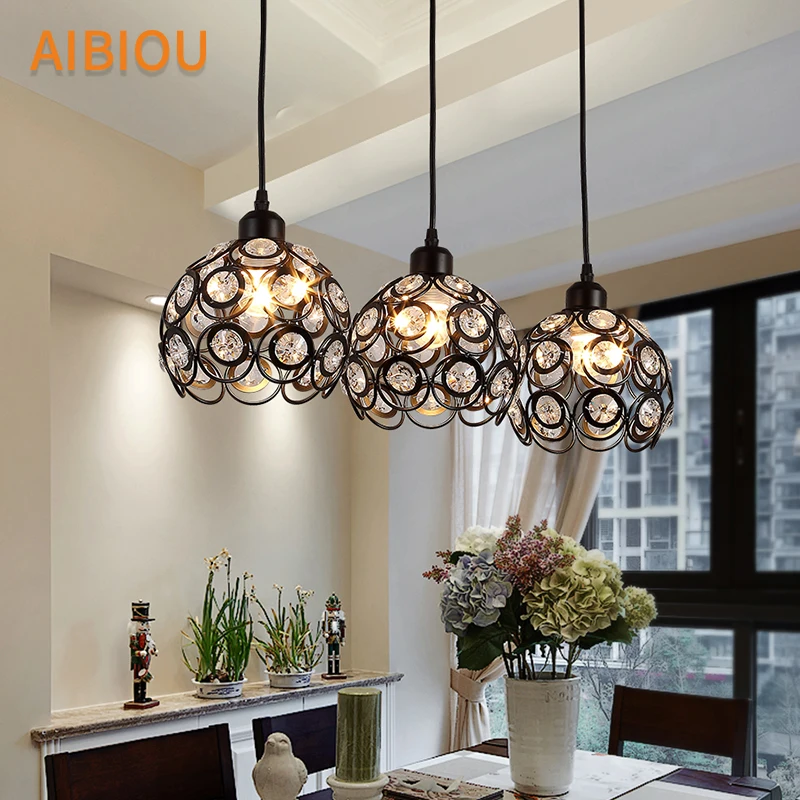 

AIBIOU Modern Led Pendant Lights With Metal Lampshade For Dining Room Crystal Luminaire White Pendant Lighting 220v Kitchen Lamp