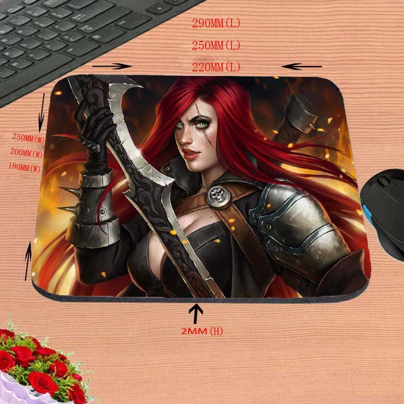Катарина League Of Legends печать Противоскользящий Новое поступление заказной прямоугольный резиновый коврик для компьютерной мыши PC хороший игровой - Цвет: 29x25cm