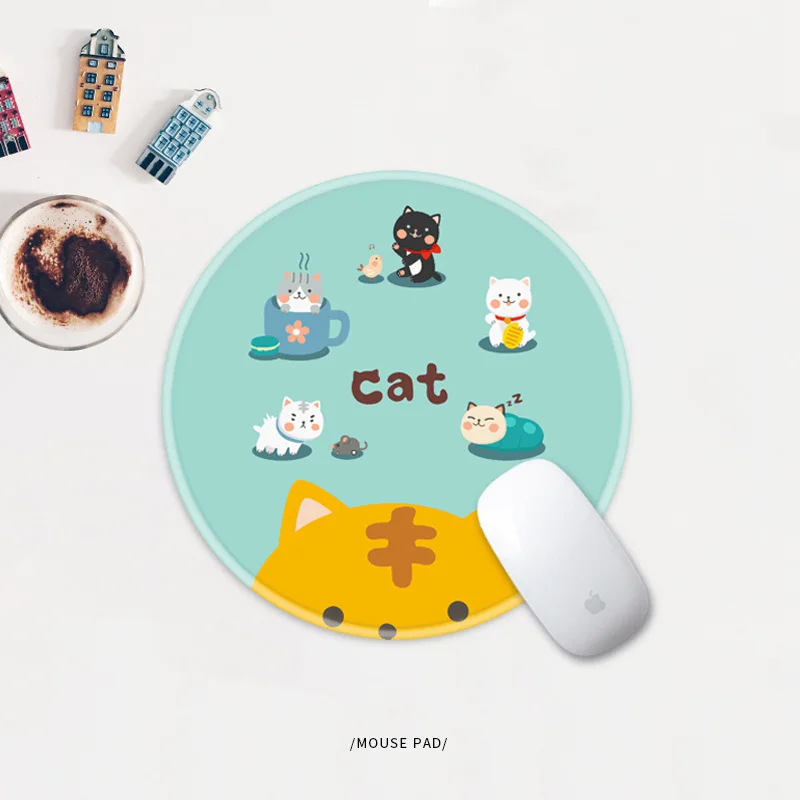 Literary DIY Personal Mouse Pad mat Small 24cm Round UNICORN CAT Customized Desktop Large Size Mousepad with Locking Edge | Компьютеры и