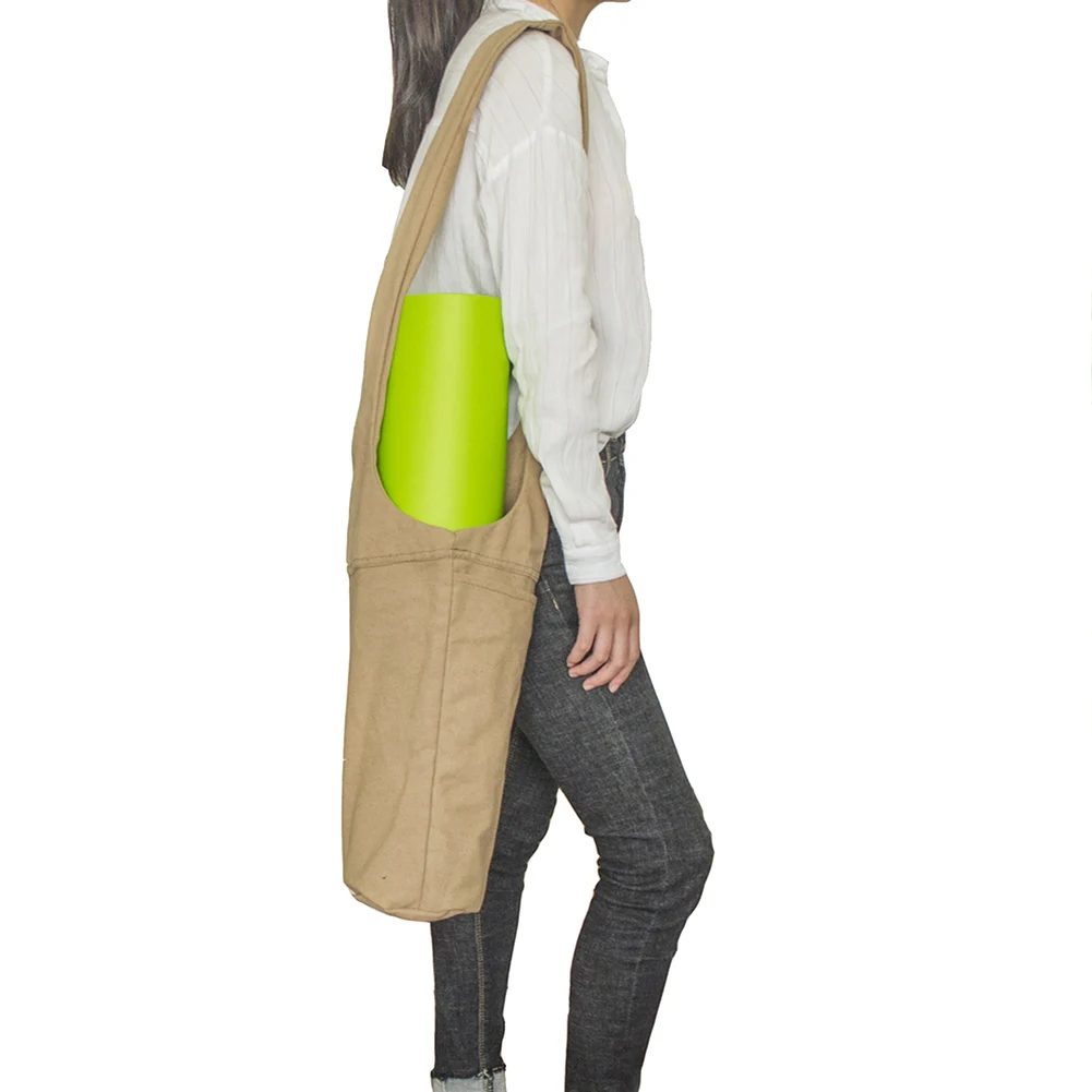 1 шт. сумка для йоги на одно плечо большая емкость держатель для коврика Сумка-переноска карманы на молнии BB55 - Цвет: Khaki