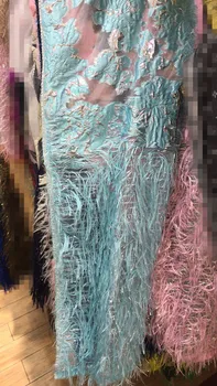 

nice looking feather embroidery tulle mesh lace fabric DiuDiu-6.2316 with good quality for party dress