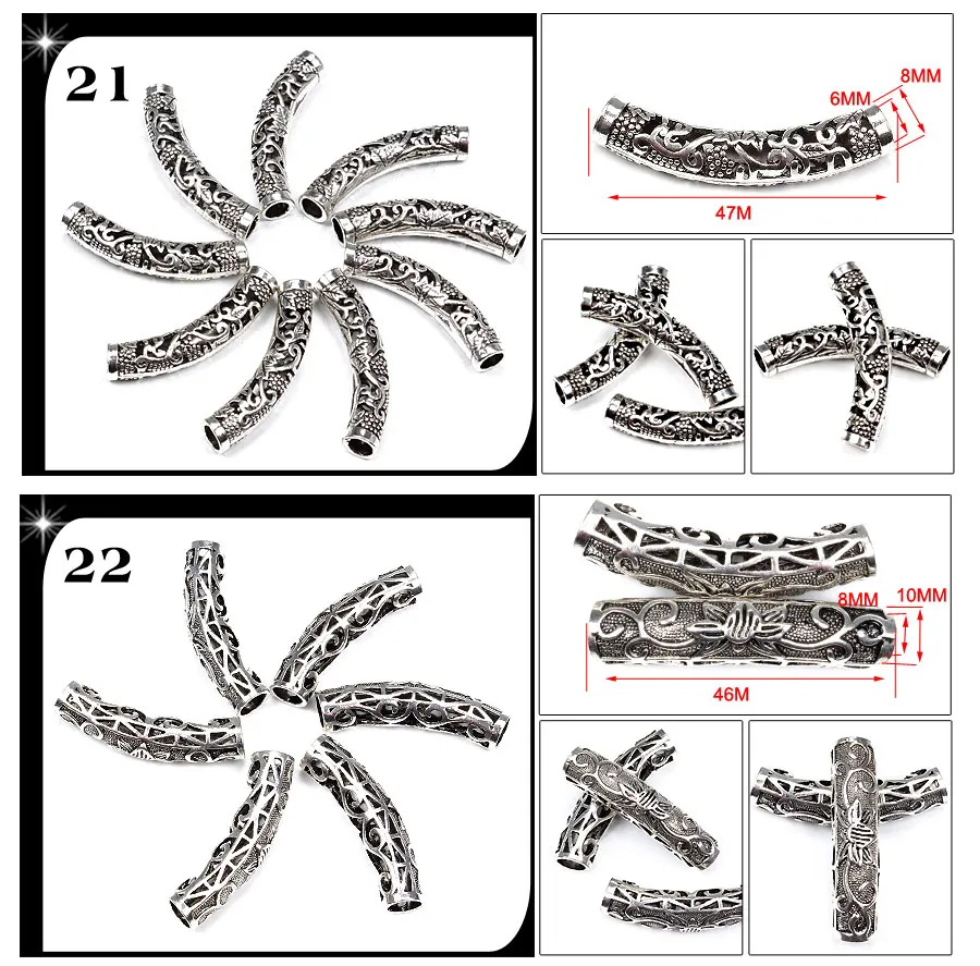Norse Vikings Runes Hair Beard Beads for Bracelets Pendant Necklace DIY,Braiding Beads for hair Braids Antique Silver Beard