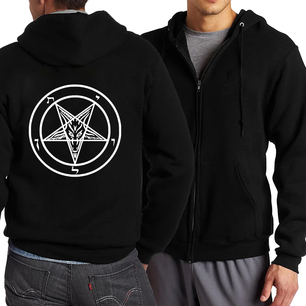 Готическая пентаграмма, оккультная сатана, мужская куртка, бейсбольная одежда, повседневные мужские куртки, пальто для мужчин, толстовки, спортивные костюмы, куртка-бомбер - Цвет: black