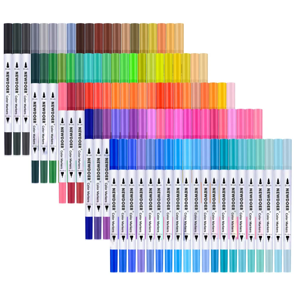 

Dual Tip Brush Marker Pens Tanmit 0.4 Fineliners & Brush Highlighter Pen Set of 100 for Adults Coloring Book Note Taking Art