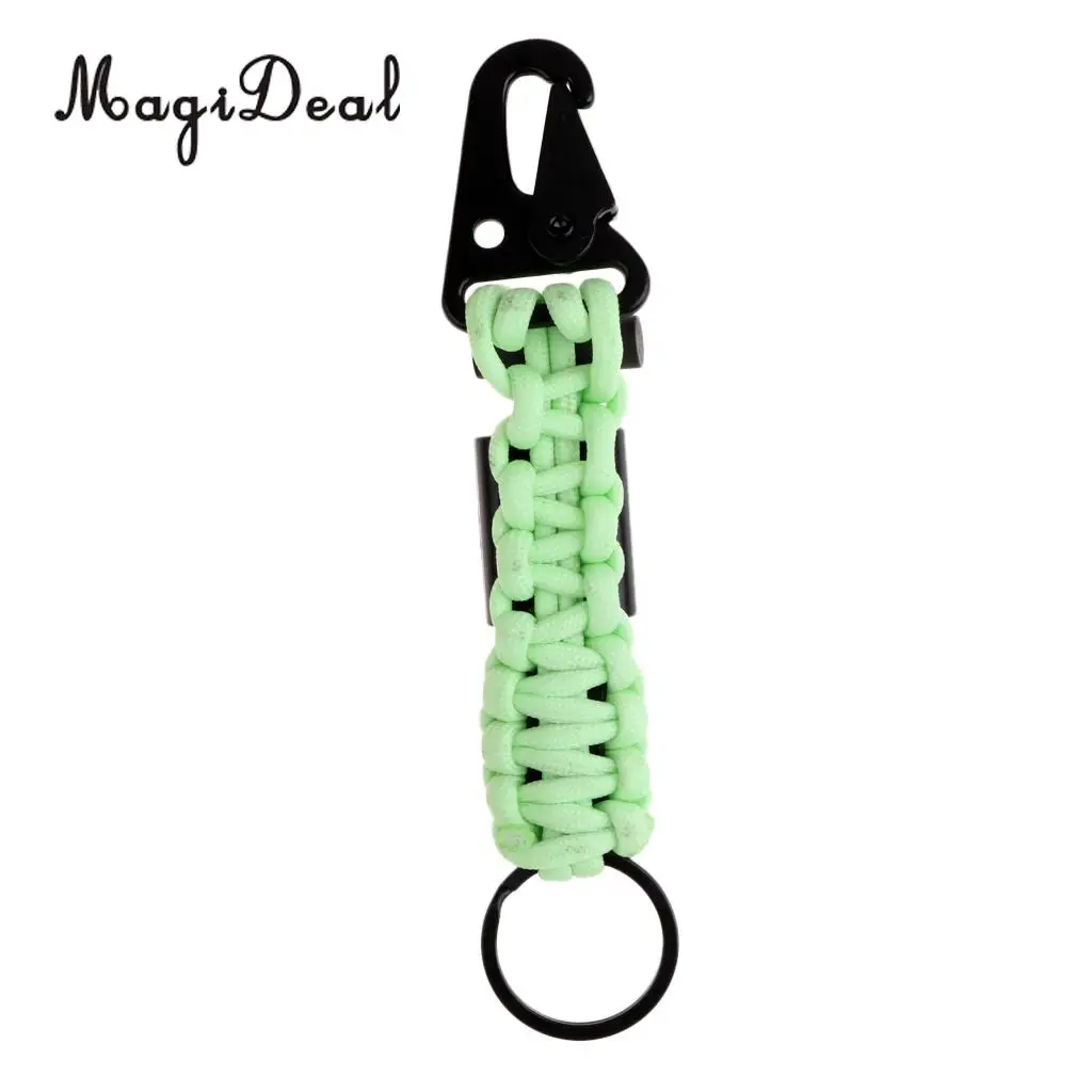 MagiDeal Outdoor Parachute Cord Lanyard w/ Compass Keychain Bottle Opener Noctilucent in the night