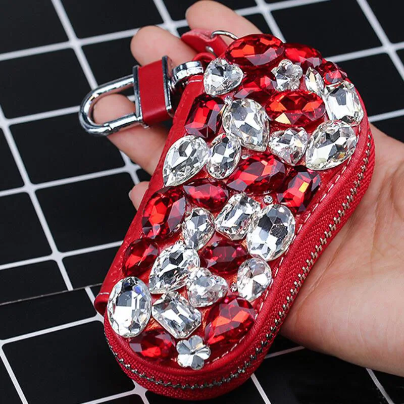 

Fashion Crystal Car Key Case Car Keychain Coin Purse Decoration Ladies Key Holder Organizer Auto Key Cover Accessorie Car stying