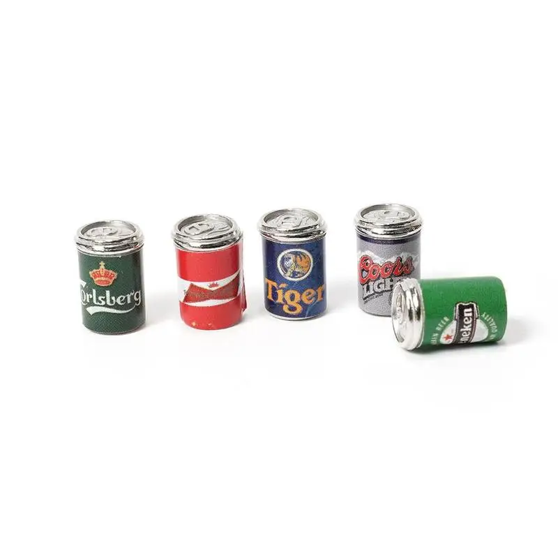 Dongzhur 1:12 Miniature Dollhouse Furniture 5* Drink Cans Decorations DIY Doll House Kitchen Accessories Cute Mini Cans Dropship