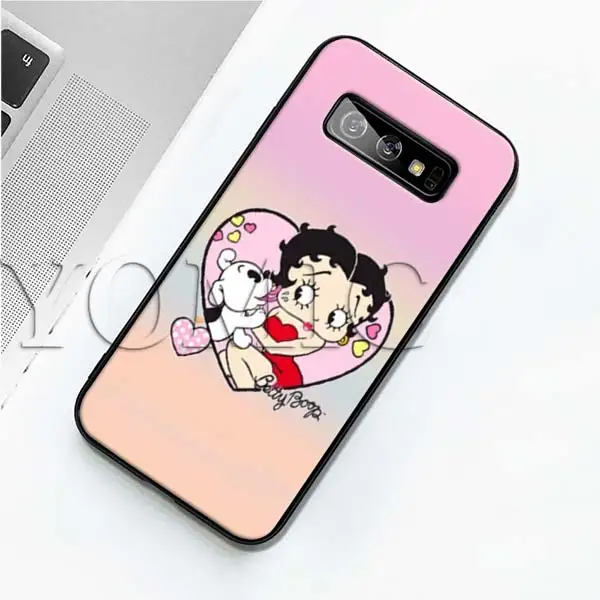 Betty Boop черный силиконовый чехол для samsung Galaxy S10 S10e S8 S9 плюс S7 A40 A50 A70 Note 8 9 мягкий чехол - Цвет: 002