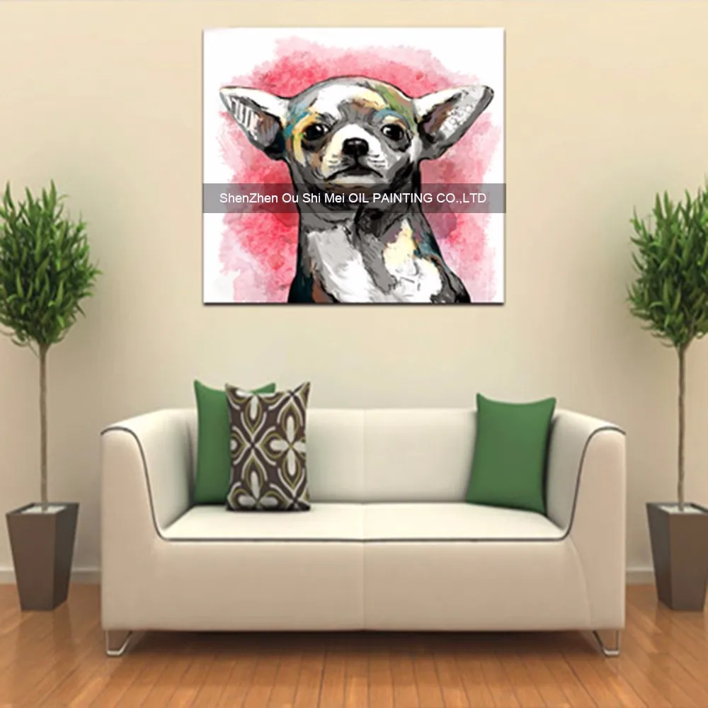 Ручной работы Чихуахуа картина маслом на холсте современного Цвет Америки милые собаки животные Картины для стены комнаты декор ПЭТ живопись