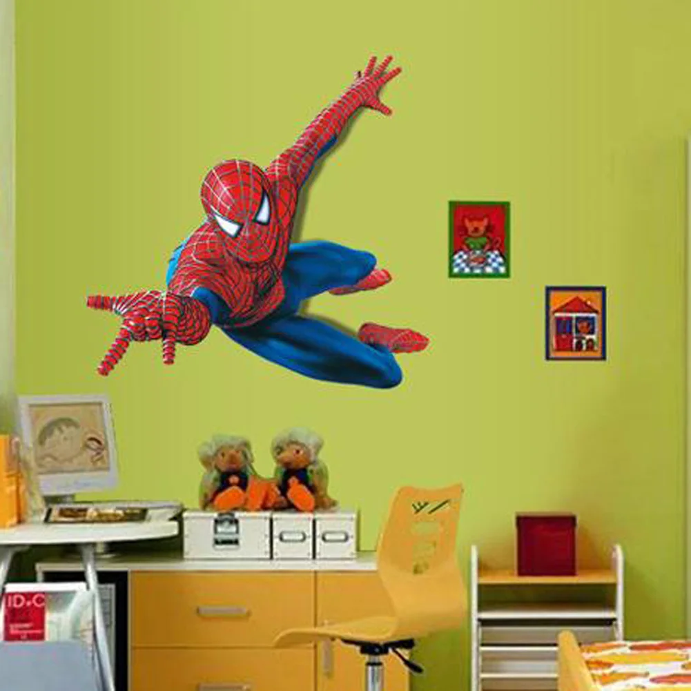 Disney стикер Человек-паук мультфильм детская комната, наклейка большие снимающиеся наклейки