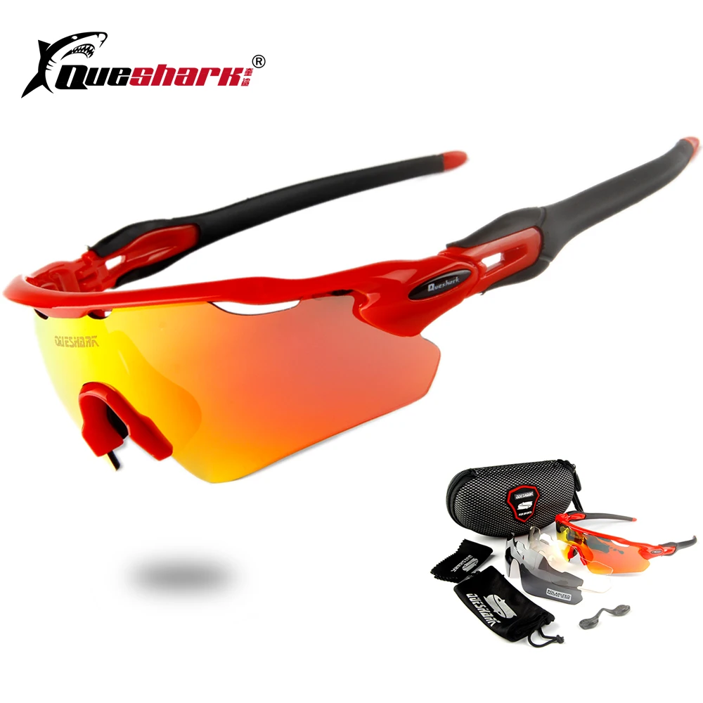 

Queshark 3 Lens Polarized Cycling Sunglasses Tour De France MTB Road Bike Glasses Racing Bicycle Goggles Riding Sports Eyewear