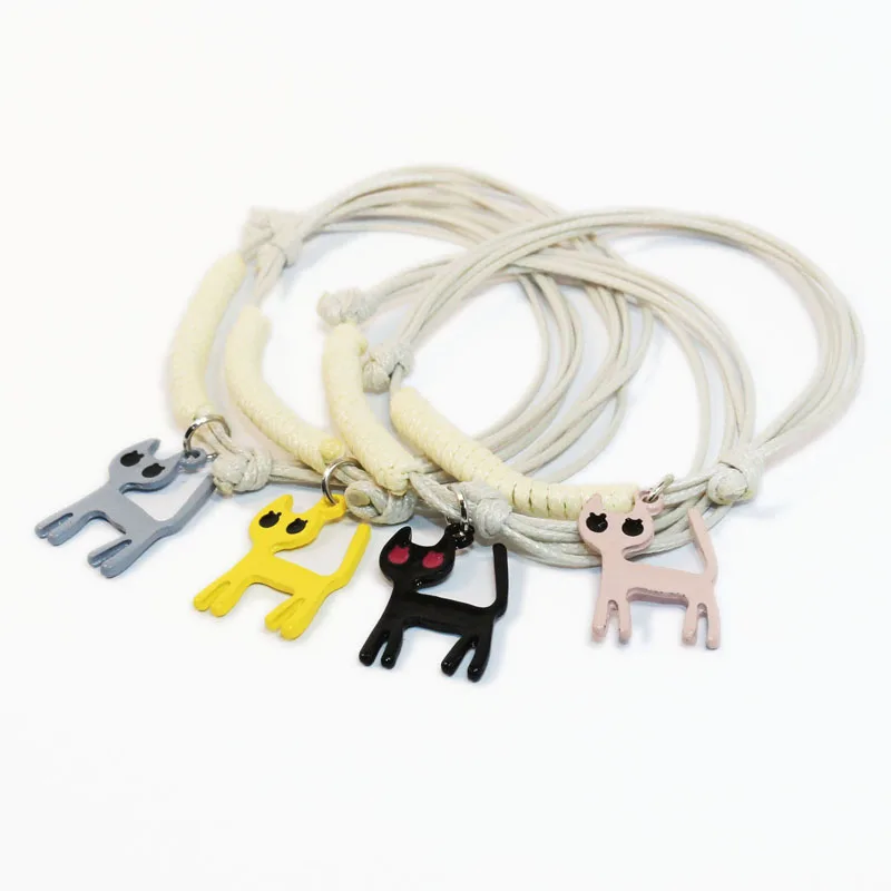 

Hot Trendy Cute Cat Bracelets simple Charms Bracelets hand knitting