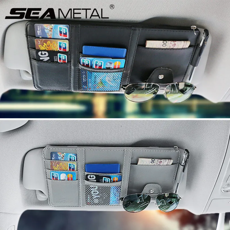 Sun Visor Card Cell Phone Make-up Case Holder Zipper Storage Bags For Auto Car S 