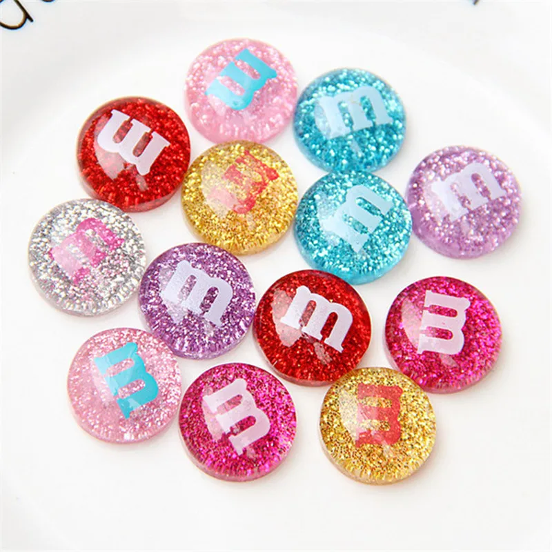 

New Colorful Shiny Chocolate Bean Candy Miniature Flat Back Simulation Figurine DIY Baby Hair Clip Accessories