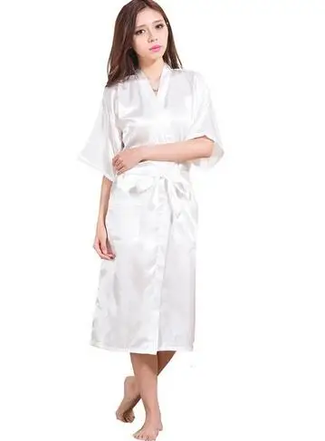

Women Silk Satin Long Wedding Bride Bridesmaid Robe Kimono Robe Feminino Bath Robe Large Size XXXL Peignoir Femme Sexy Bathrobe