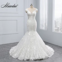 Miaoduo Новое дизайнерское свадебное платье Русалка с кружевной аппликацией, пуговицами и молнией сзади, красивые свадебные платья