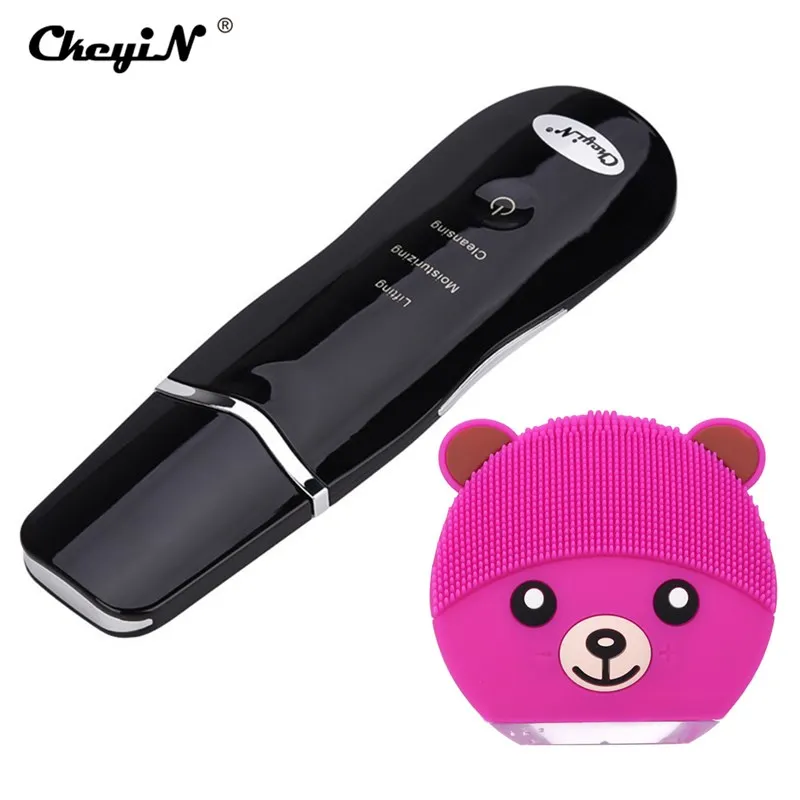 

Ultrasonic Face Cleaning Skin Scrubber Blackhead Remover Cleaner Skin Care Beauty Machine + Electric Facial Cleansing Brush 38
