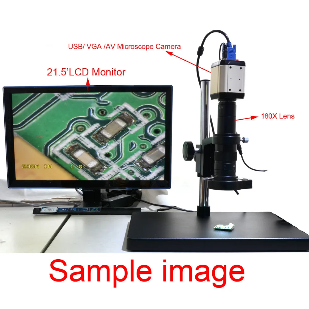 2.0MP HD цифровой промышленный микроскоп Набор для камеры Лупа VGA USB AV ТВ Видео выход