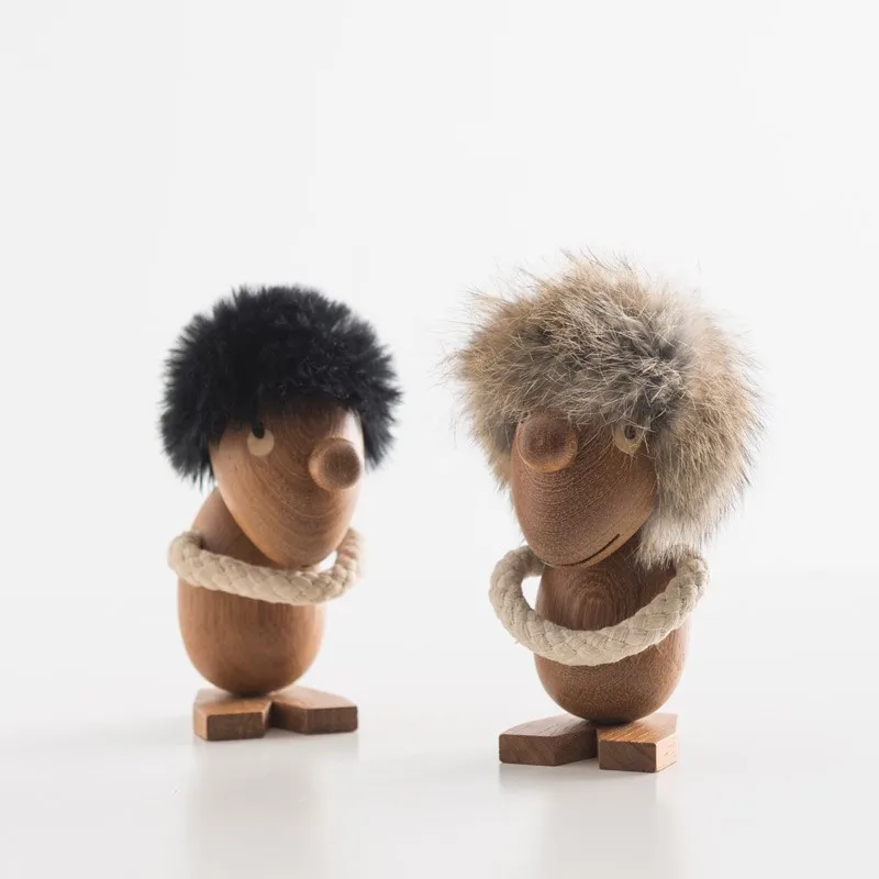 

Office Puppet Figurines Nordic Artworks Modern Simple Puppet of Wood Pessimistic Optimism Suit