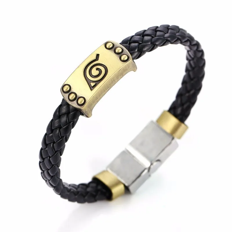 Мультфильм аниме Браслет Наруто кожаный плетеный браслет для женщин браслеты атака на Титанов Легенда о Zelda Наруто цельный Шарм подарок