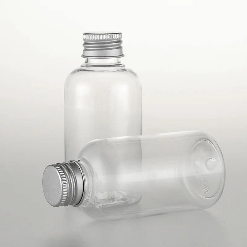 3pcs/set 75ml transparent round neck and neck bottle PET There are round plastic bottles Aluminum cover (with inner plug) BQ129