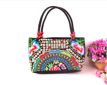 

Fashion Vintage Hmong Embroidery Women Handbags!Hot Tribal Ethnic Lady Floral embroidered Top-handle bags Bohemian Small Carrier