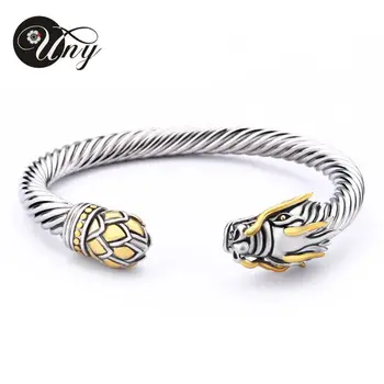 

UNY Bangle Twisted Cable Wire Dragon Bracelet Fashion Free Ship Designer Brand Vintage Bangles Christmas Women Cuff Bracelets