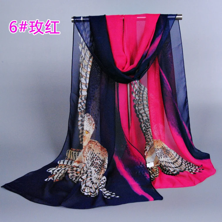 

10pcs/lot Shade color fashion printe animal owl birds scarf/scarves chiffon silk long autumn muslim wrap shawls/scarf FZS05