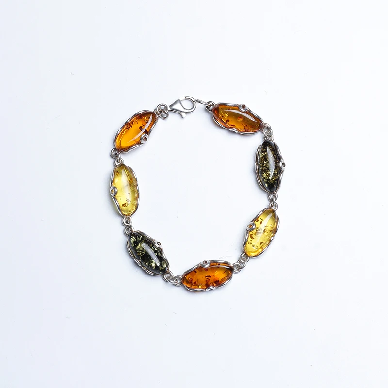JIUDUO jewelry Pure natural Baltic amber female bracelet 925 silver inlay support re-inspection attached certificate JIUDUO jewelry Pure natural Baltic amber female bracelet 925 silver inlay support re-inspection attached certificate