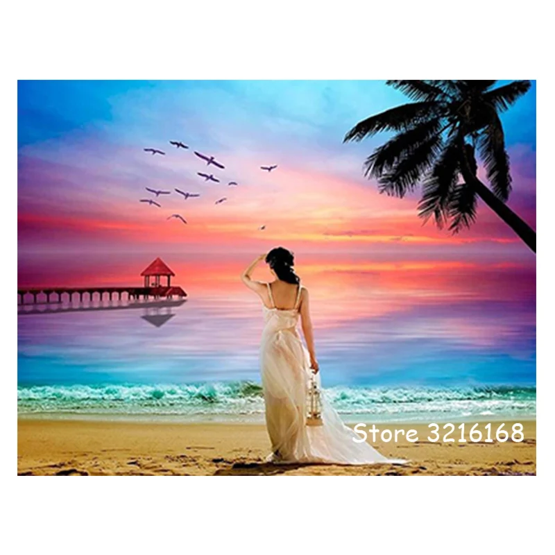 

5D DIY Diamond Painting Full Square/Round Drill "Beach, girl“ Diamond Painting Embroidery Cross Stitch gift Home Decor Gift E48