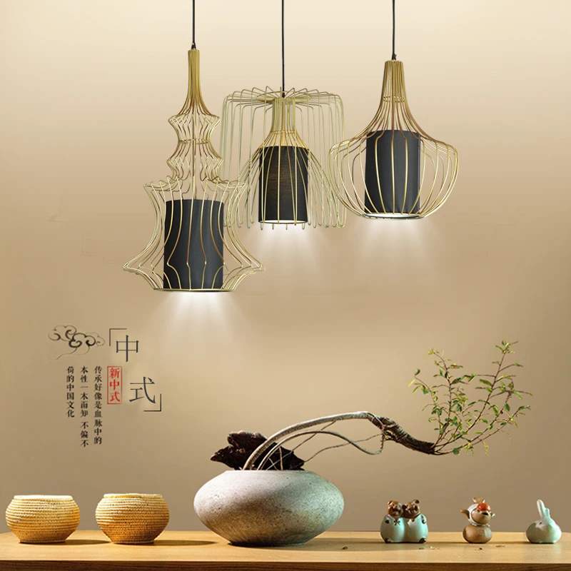 

Hot new Chinese-style Southeast Asian wrought iron bird cage chandelier hotel retro living room dining room lighting engineering