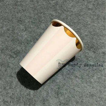 

Free Ship 80pcs Wedding Paper Cups Pink Striped Foil Gold Scallop Party Cups Summer Picnic Cirtus Party Supplies Drinking Cups
