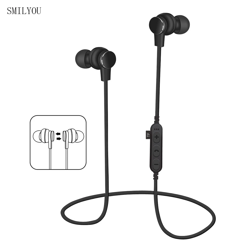 Good Quality SMILYOU Bluetooth Earphone T1 Wireless Headphone Sports Bass Bluetooth Earphone with Mic for iPhone Xiaomi