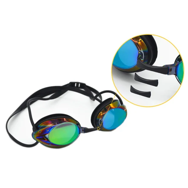 Cheap Men Women Outdoor Water Sports Swimming Glasses Adult waterproof anti-fog colorful plating swim goggles with nose bridge replace