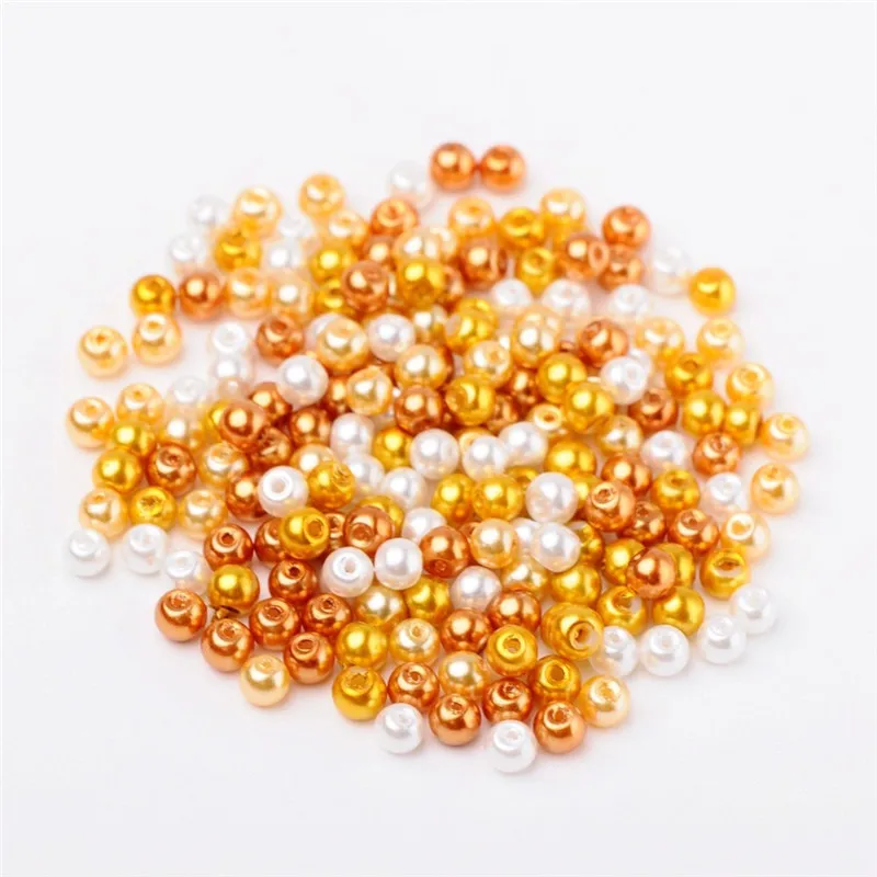 Pandahall 4/6/8mm Glass Pearl Beads Mixed Color Pearlized Beads Round For Jewelry Making DIY Bracelets Hole: 1mm Free Shipping