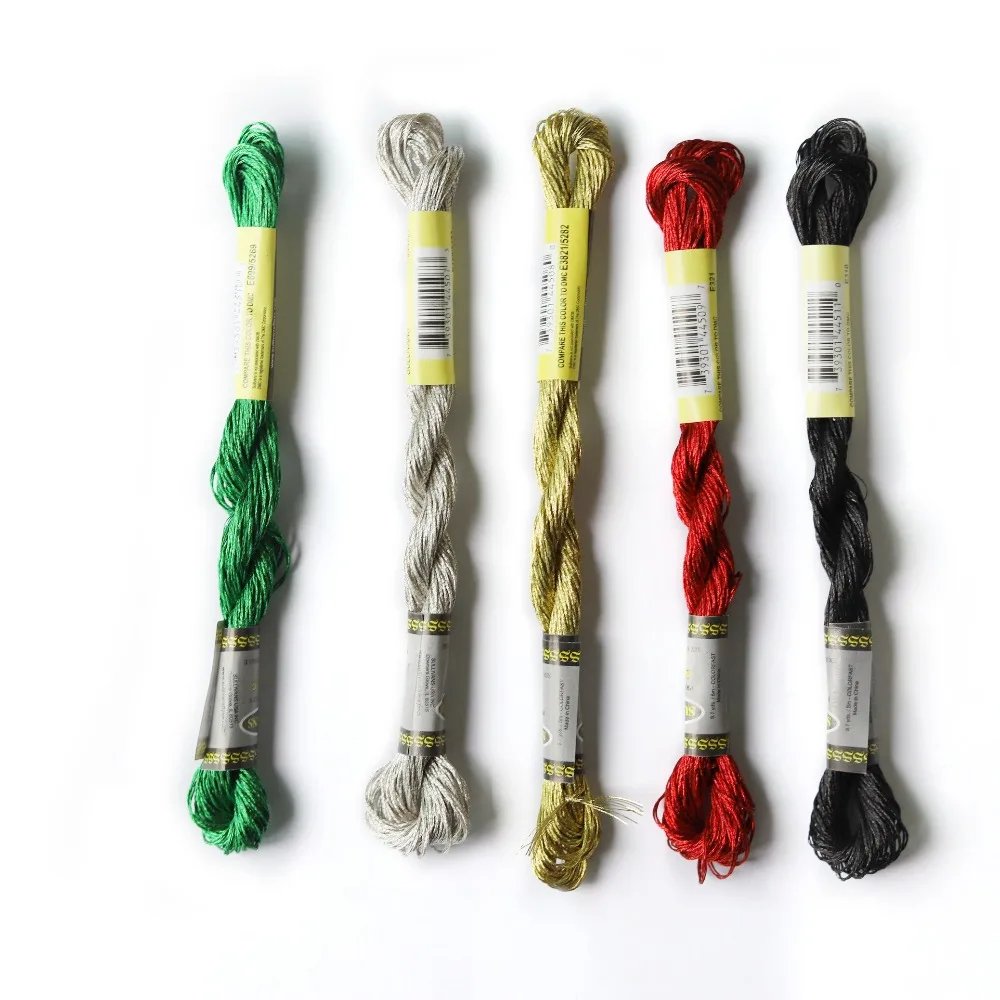 3pcs Pack 6 Strands 8m Metallic Pearl Floss Cross Metal Embroidery Cross Stitch Thread 5 Color Available 8 7yards Per Skein Floss Aliexpress