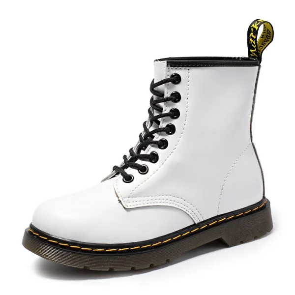 Г. Новые брендовые кожаные ботильоны осенне-зимние женские мужские ботинки белые мотоциклетные ботинки уличные рабочие зимние ботинки мужская обувь - Цвет: Бежевый
