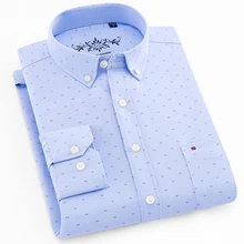 Новые качественные мужские повседневные рубашки в полоску/с принтом/в клетку, с длинным рукавом, из ткани Оксфорд, без железа