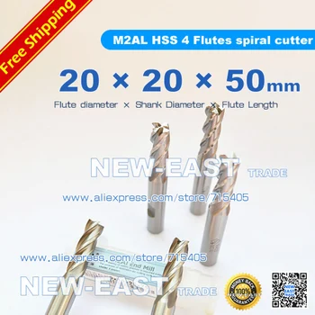 

New shank 20mm Flute diameter 20mm 20*20*50*110mm M2AL HIGH SPEED STEEL 4 Flutes spiral cutter M2AL HSS End mill