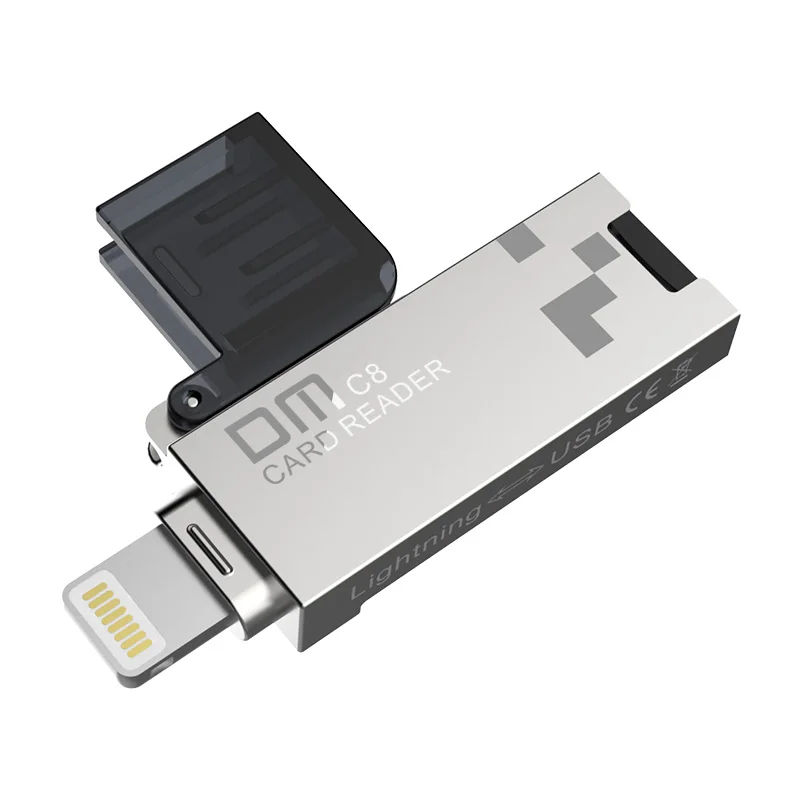 DM CR008 Lightning Micro SD/TF OTG Card Reader USB 3,0 мини Картридер для iPhone 6/7/8 Plus iPod iPad OTG картридер