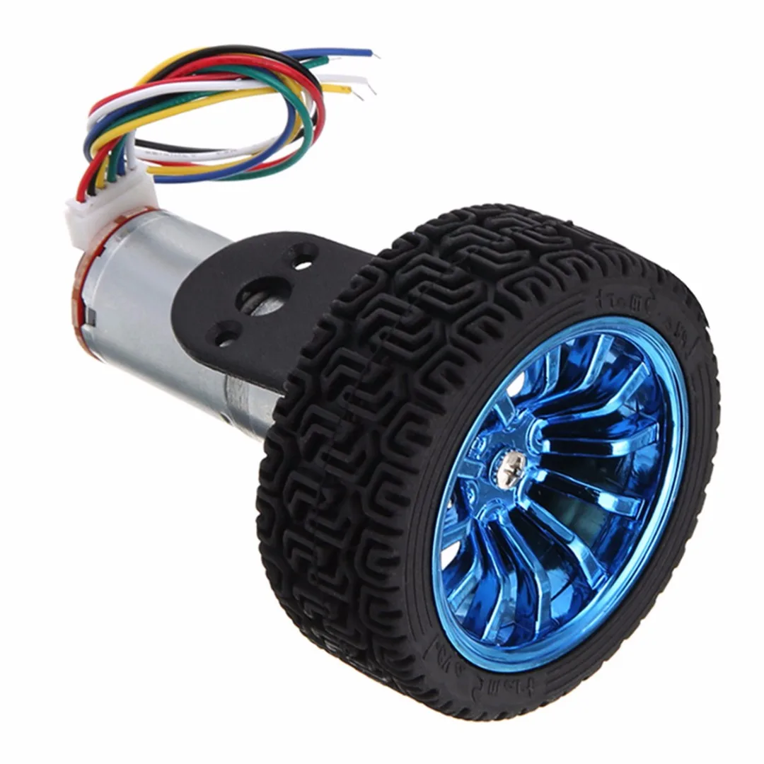 1 / 2 Set Powerful Encoder Gear Motors DC 6V 210RPM 4mm Shaft With Mounting Bracket + 65mm Wheel Kit + Coupling + Screws Mayitr