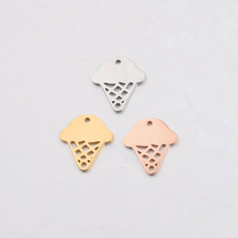 

20pcs/Lot Stainless Steel Charms High Polished Hollow Out Ice Cream Charms Connector for Jewelry Making DIY Accessories 3 Color